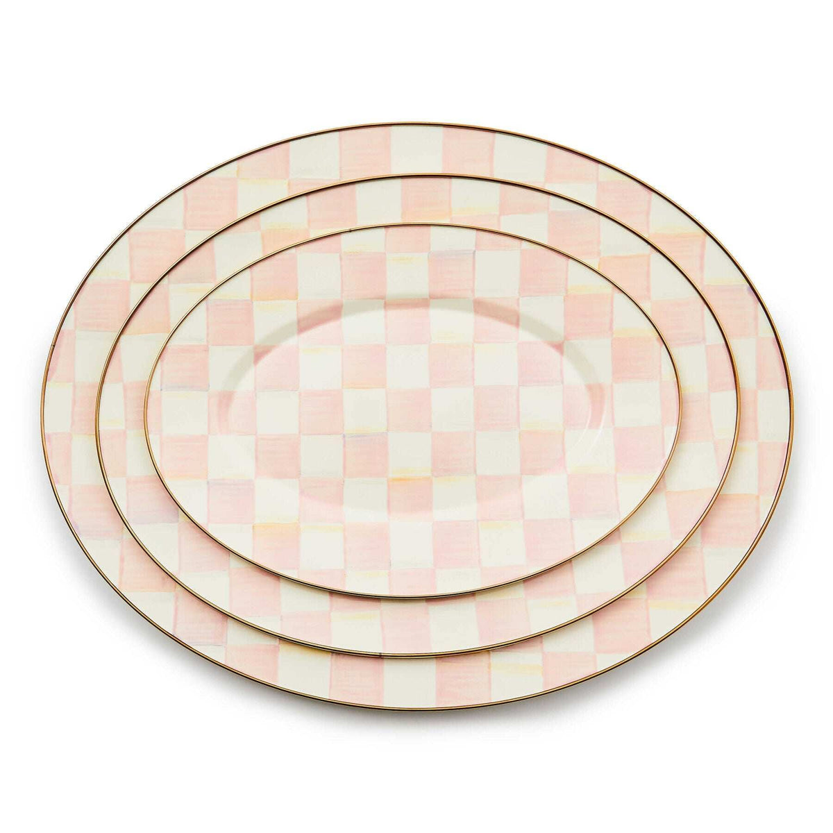 MacKenzie-Childs Rosy Check Large Oval Platter