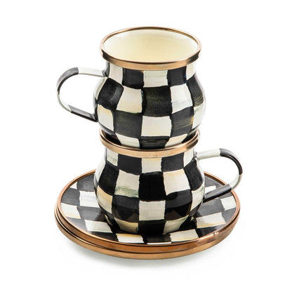 Courtly Check Enamel Espresso Cup & Saucer Set
