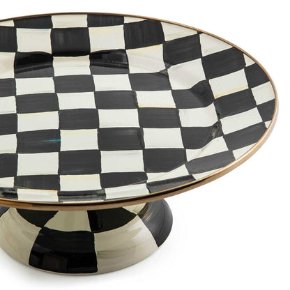 Courtly Check Enamel Pedestal Platter - Small