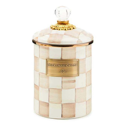 Mocha Check Enamel Canisters