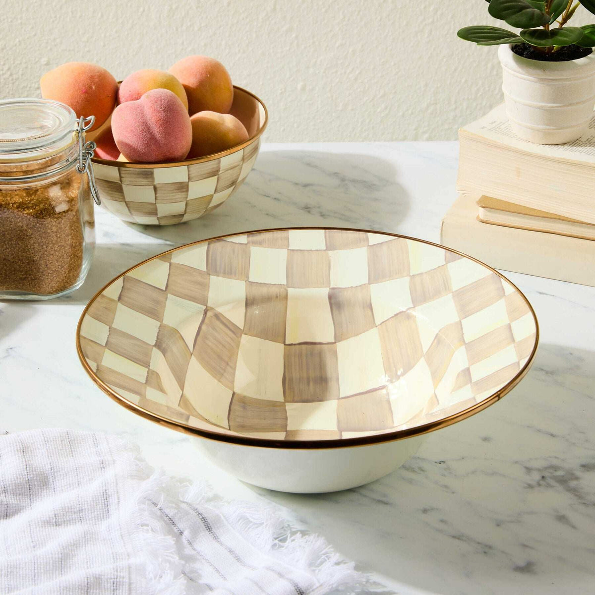 Mocha Check Serving Bowl by MacKenzie-Childs