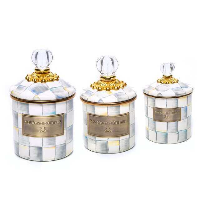 Sterling Check Enamel Canisters